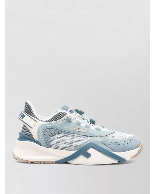 Fendi Blue Mesh Low-Top Sneakers