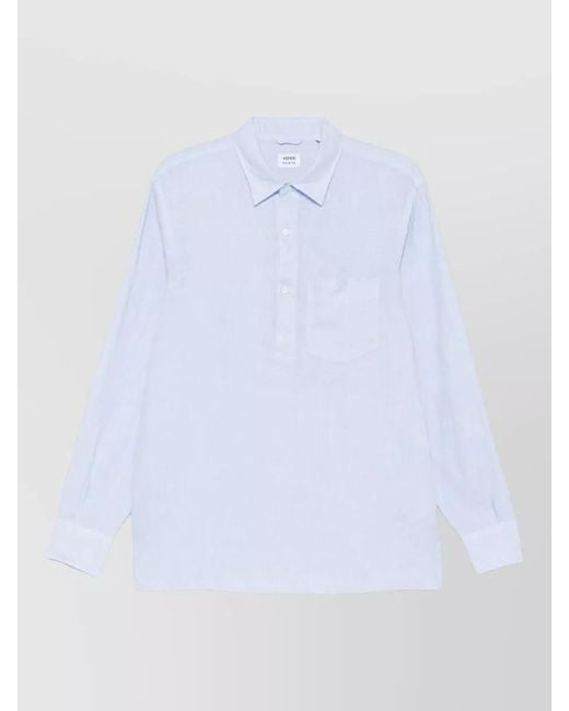 Aspesi White Button Down Collar Long Sleeve Silk Shirt for men