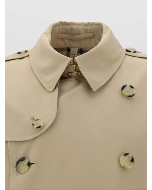 Burberry Natural Cotton Double-Breasted Belted Mid-Length Trench Coat for men