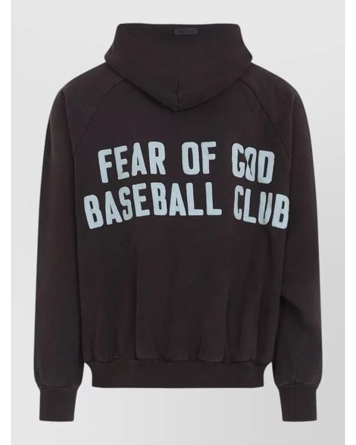 Fear Of God Black Baseball Club Half Zip Hooded Sweatshirt for men