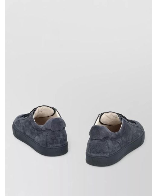 Tod's Blue Suede Lace Up Sneakers Minimal Lines for men