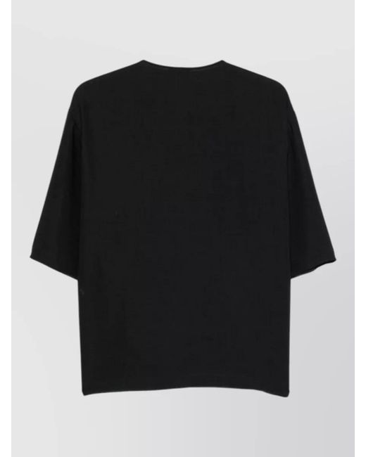 Emporio Armani Black Wool Blend Boxy Top Round Neck