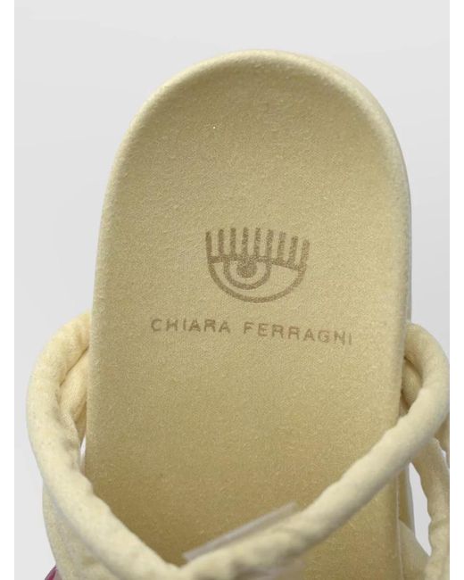 Chiara Ferragni Natural Slides Flat Sole Braided Straps Open Toe