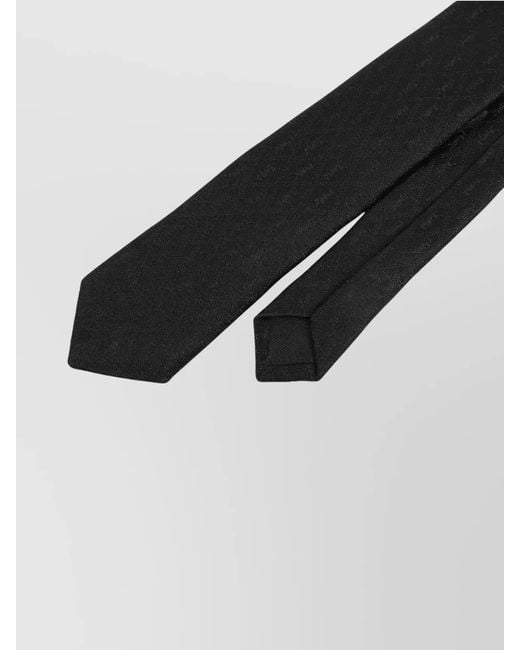 Saint Laurent White Silk Jacquard Monogram Tie for men