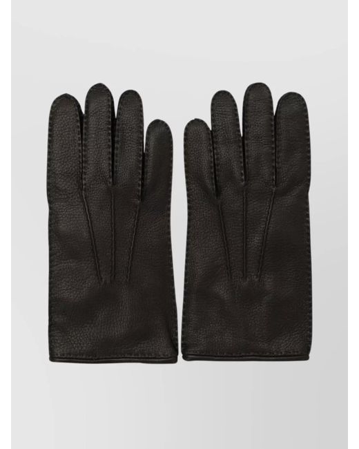 Kate Ristelli Restelli Premium Leather Gloves Featuring Button Detail in Black for ...