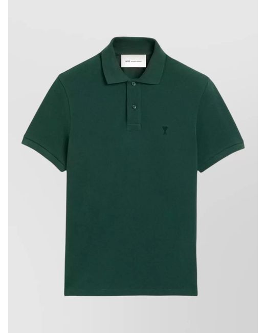AMI Green Short Sleeve Polo Shirt Regular Fit for men