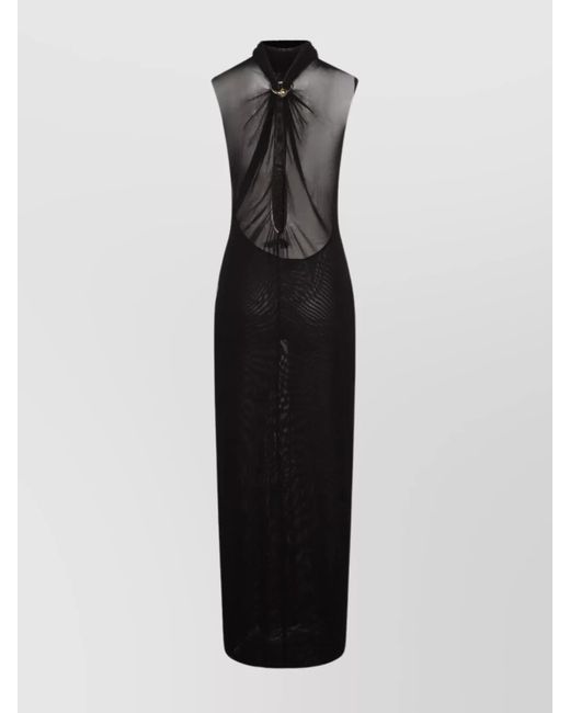 Jean Paul Gaultier Black Sheer Fabric Sequin Embellishments High Neckline