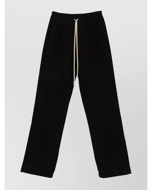 Rick Owens Black Wide Leg Drawstring Trousers for men