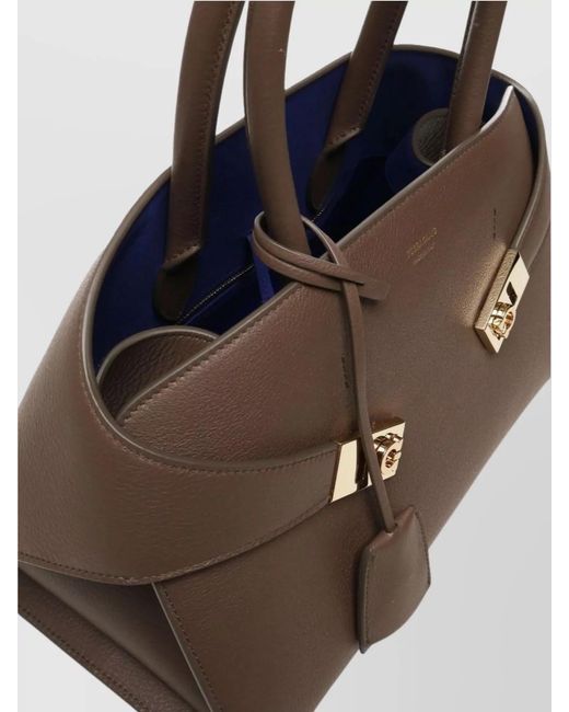 Ferragamo Brown The Hug Bag Small Leather Shoulder Bag
