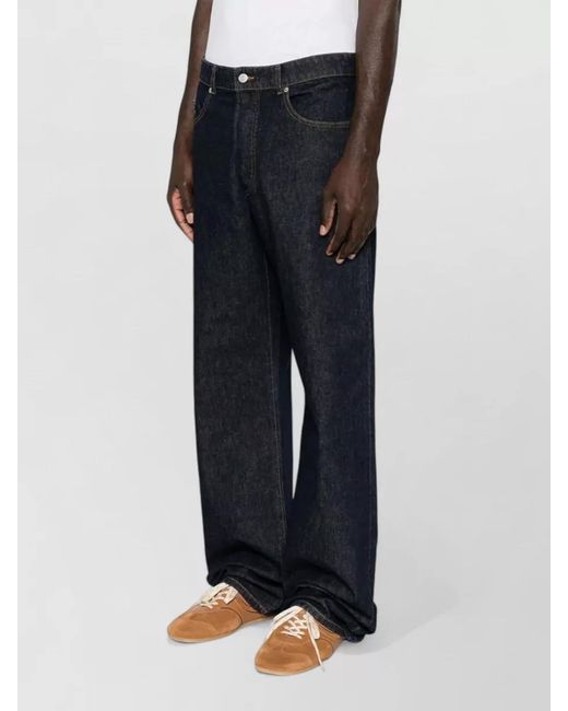 Dries Van Noten Blue Cotton Straight-Leg Jeans for men