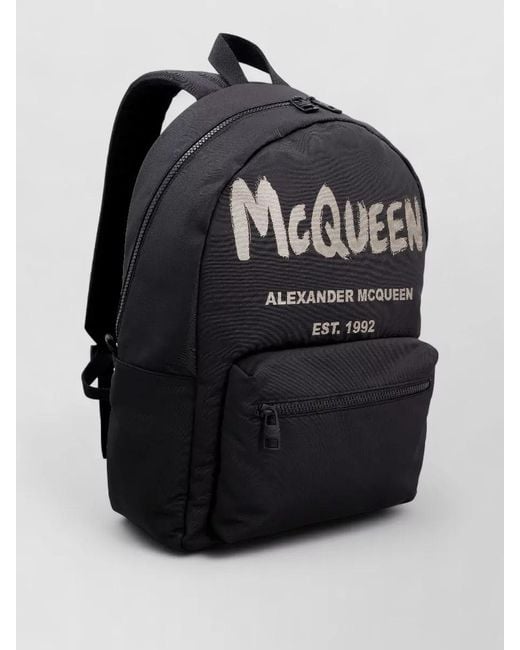 McQueen Black Logo Print Backpack for men
