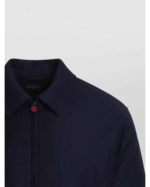 Kiton Blue Long Sleeve Bomber Jacket Point Collar for men