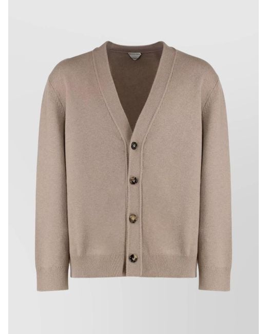 Bottega Veneta Natural Cashmere Long-Sleeve Cardigan for men