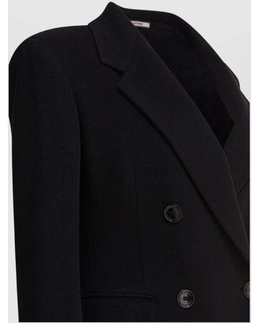 Tagliatore Black Cashmere Double-Breasted Coat