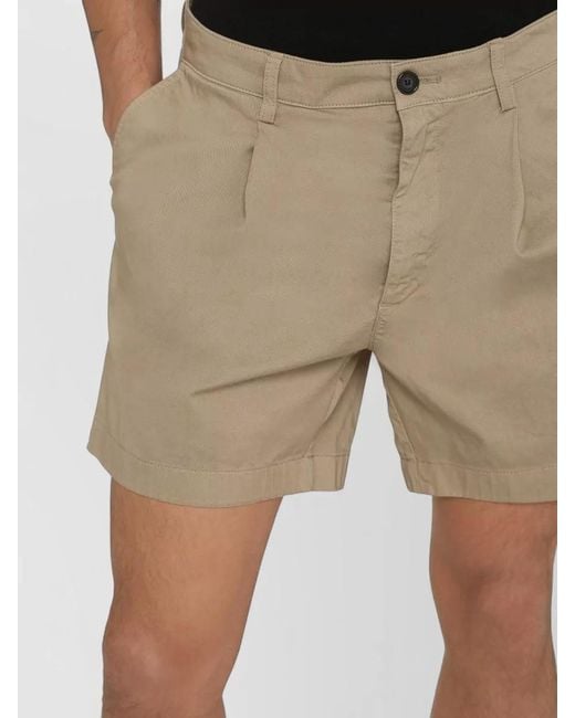 Department 5 Natural Cotton Bermuda Shorts Pleats Belt Loops Pockets for men