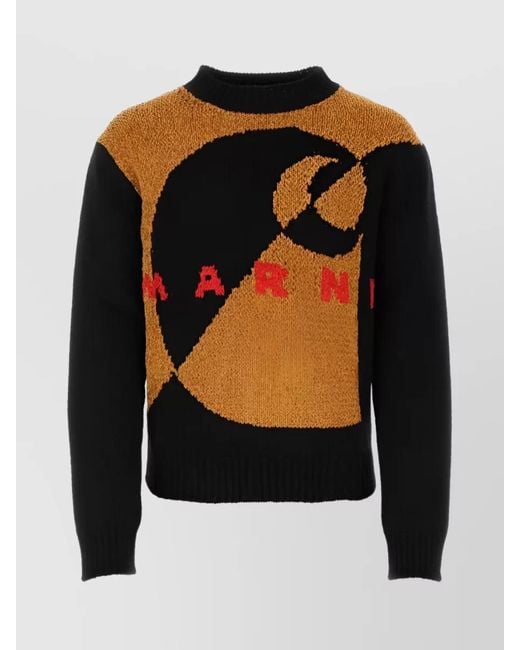 Marni Black Wool And Silk Crewneck Jumper for men