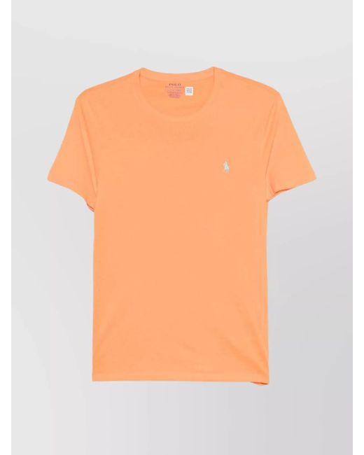 Ralph Lauren Orange Logo Embroidered Crew Neck T-Shirt for men