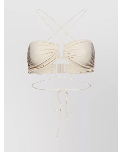 Magda Butrym White Bandeau Bikini Top