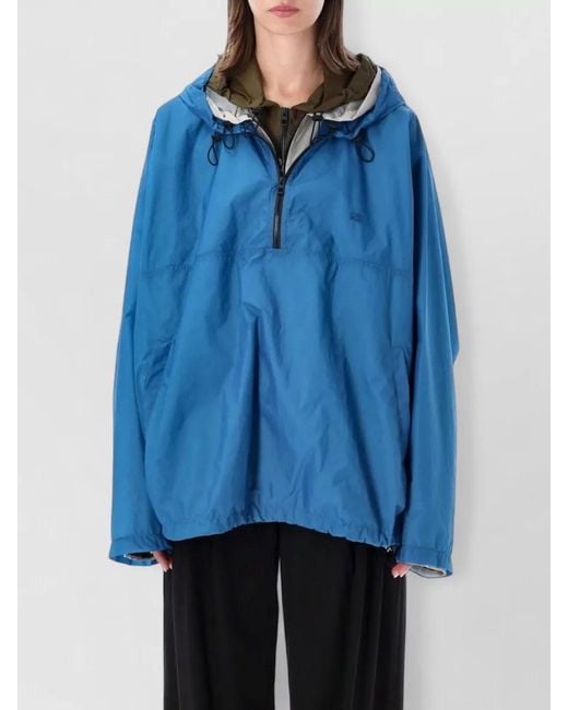 Loewe Blue Hooded Relaxed Anorak Layered Casual Style for men