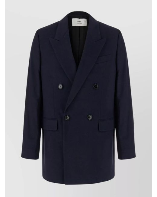 AMI Blue Oversize Wool Blazer Button Detailing for men