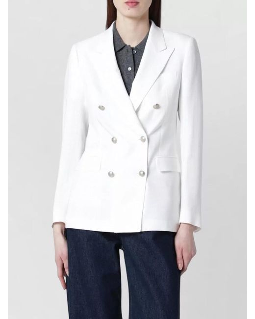 Tagliatore White Tailored Jacket Notched Lapels Structured Shoulders