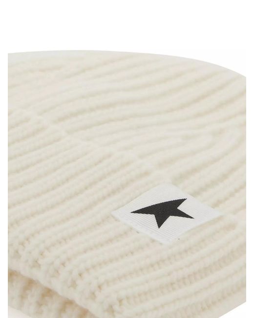 Golden Goose Deluxe Brand Natural Ribbed Wool Beanie Hat