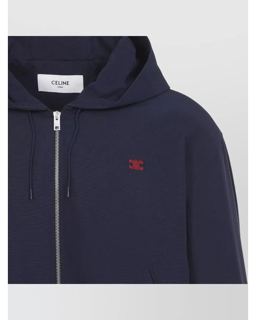 Céline Blue Hooded Relaxed-Fit Padded Coat for men