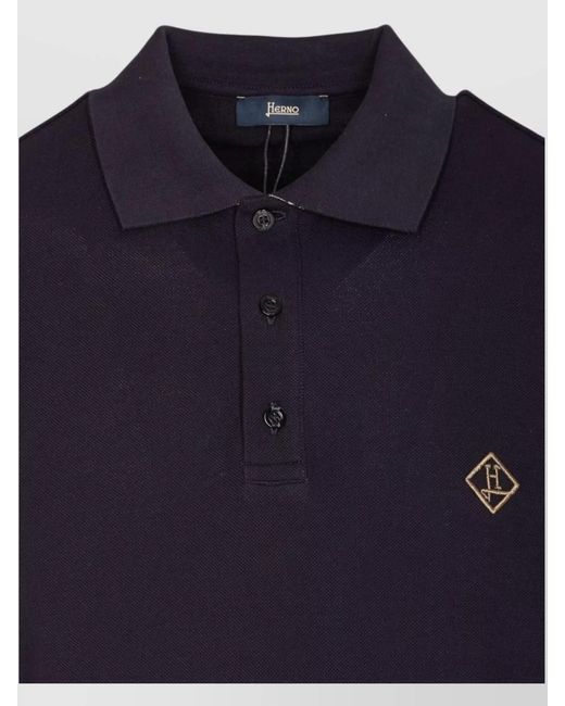 Herno Blue Cotton Short Sleeve Polo Shirt for men
