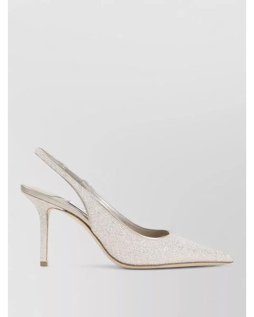 Jimmy Choo Natural Lace Pumps Glitter Pointed Toe Slingback Stiletto