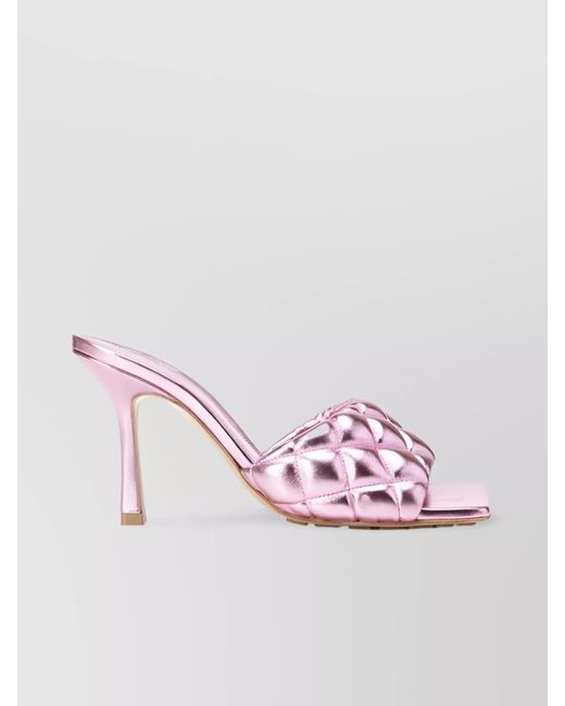 Bottega Veneta Pink Lamb Leather Quilted Sandals