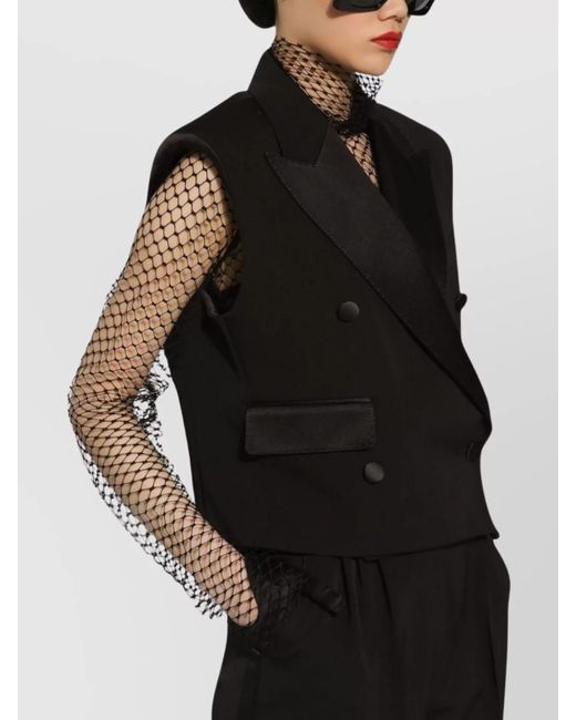 Dolce & Gabbana Black Silk Wool Blend Regular-Fit Double-Breasted Sleeveless Jacket