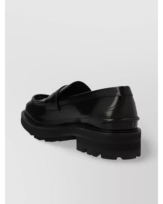 McQueen Black Leather Loafers for men