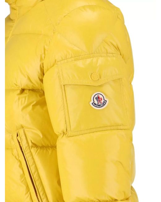 Moncler Yellow High Collar Padded Jacket Side Zip Pockets for men