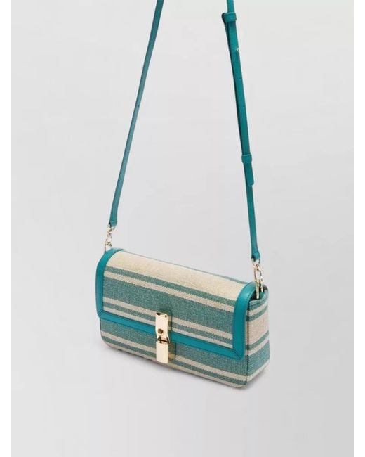 Furla Blue Crossbody Bag Striped Pattern Tone Hardware