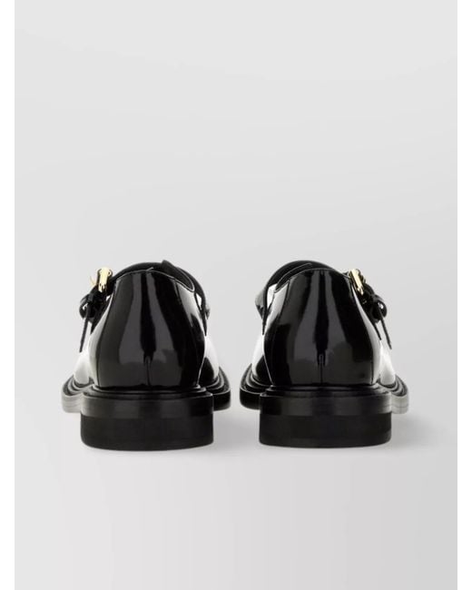 Moschino Black Leather Mary Jane Shoes
