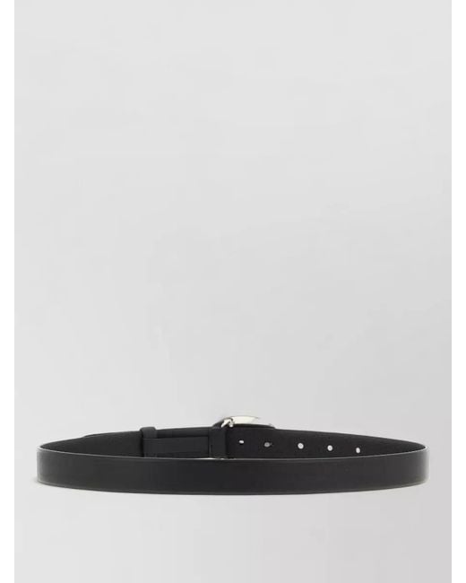 Prada Gray Oval Buckle Leather Belt Smooth Strap
