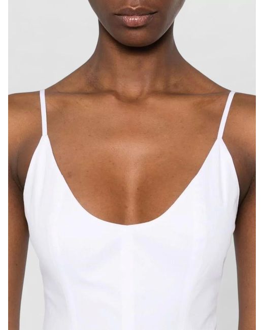 Staud White Ruched Mini Dress Low Rise Straps