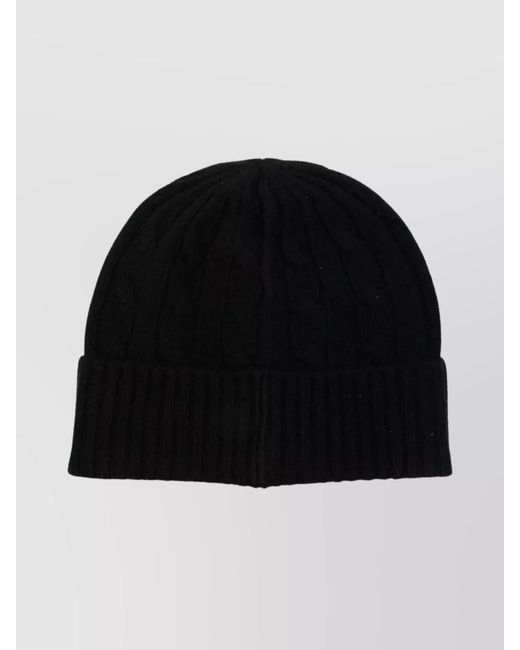 Polo Ralph Lauren Black Wool And Cashmere Knit Beanie Hat