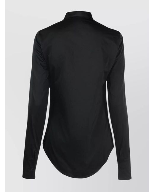 Ludovic de Saint Sernin Black Rhinestone Logo Satin Shirt