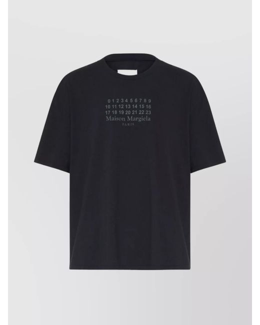 Maison Margiela Blue Cotton Relaxed-Fit Graphic-Print T-Shirt for men