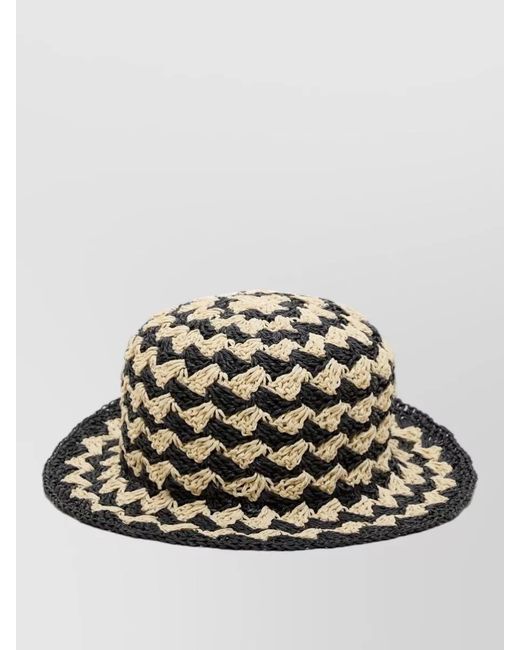 Closed Multicolor Crochet Straw Hat Two Tone Pattern