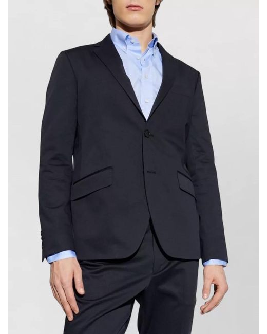 Etro Blue Suit Notch Lapel Flap Pockets Nylon Silk for men
