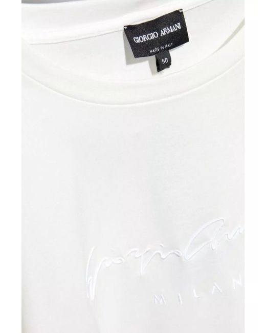 Giorgio Armani White Cotton Logo-Print T-Shirt for men