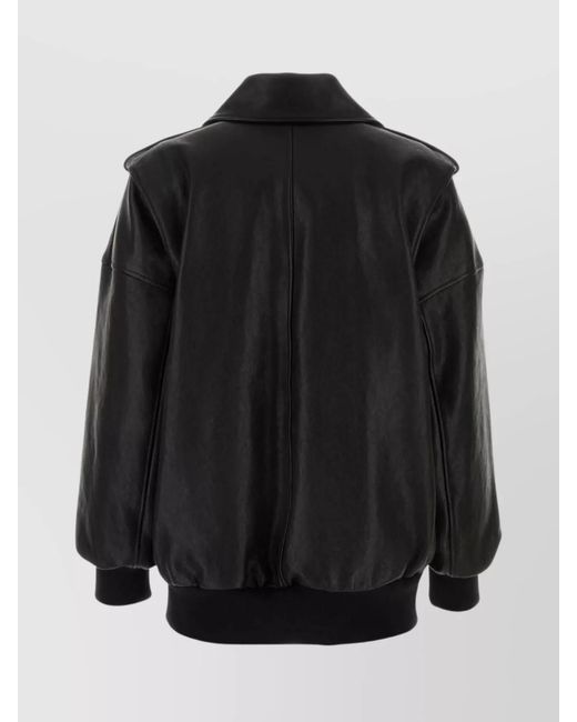 McQueen Black Lamb Leather Oversized Jacket