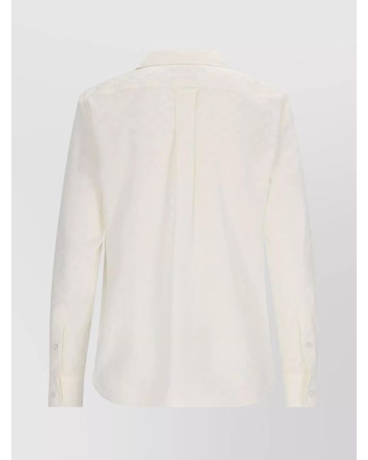 Gucci White Structured Collar Long Sleeve Top