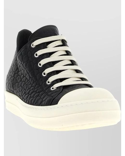 Rick Owens Black Lace Up Sneakers Hammered Leather Sole Contrast for men