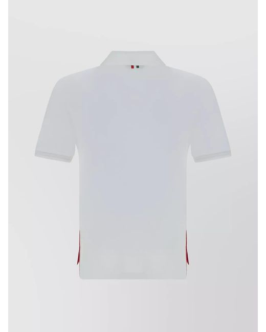 Thom Browne White Cotton Piqué Short-Sleeve Polo Shirt for men