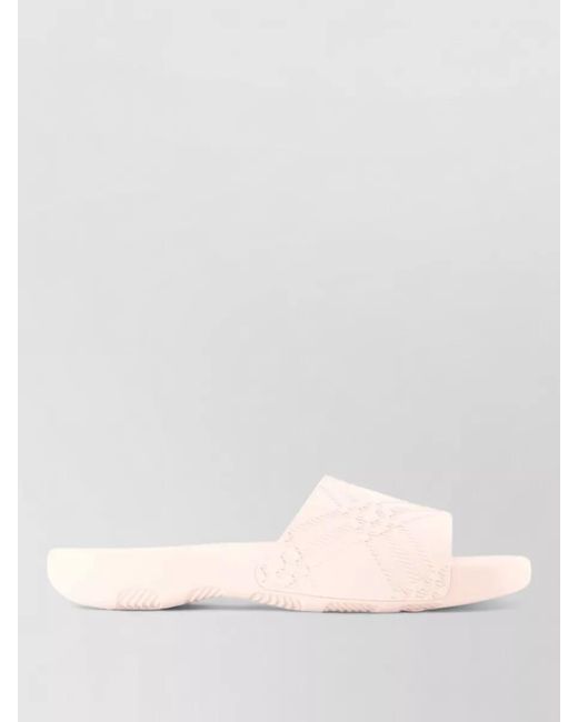 Burberry Pink Embossed Pattern Slides Flat Sole Open Toe