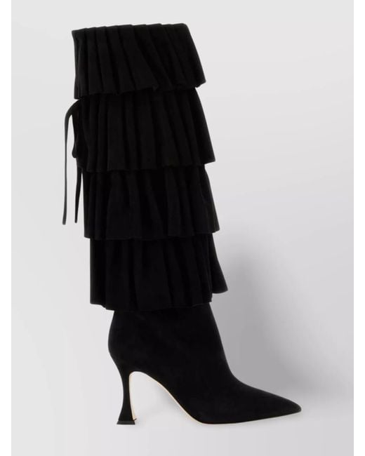 Manolo Blahnik Black Suede Leather Boots