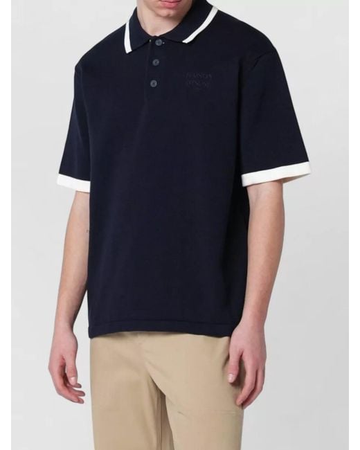 Maison Kitsuné Blue Comfort Fit Cotton Polo Shirt Contrasting Collar for men